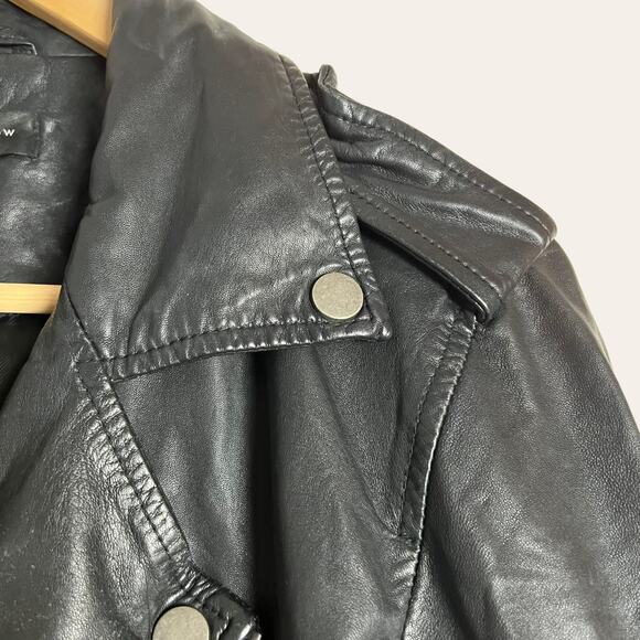 Slate & Willow Black Leather Biker Moto Jacket Size M - Picture 8 of 16